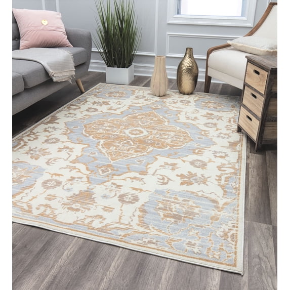 Rugs America Lennox LX40A Soft Sky Oriental Transitional Cream Area Rug, 9'x12'