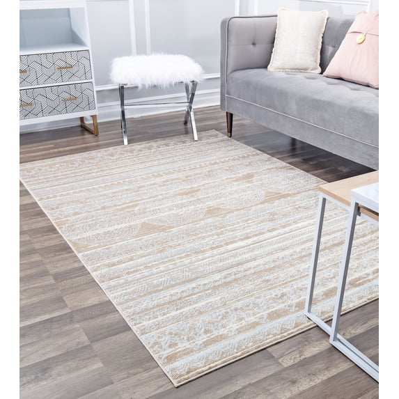 Rugs America Leopold LX10B Misty Cream Oriental Transitional Cream Area Rug, 7' x 9'