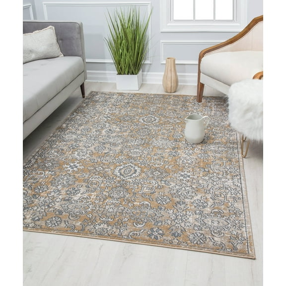 Rugs America Ludlow MD10B Chantilly Cream Transitional Vintage Tan Area Rug, 2'6" x 8'