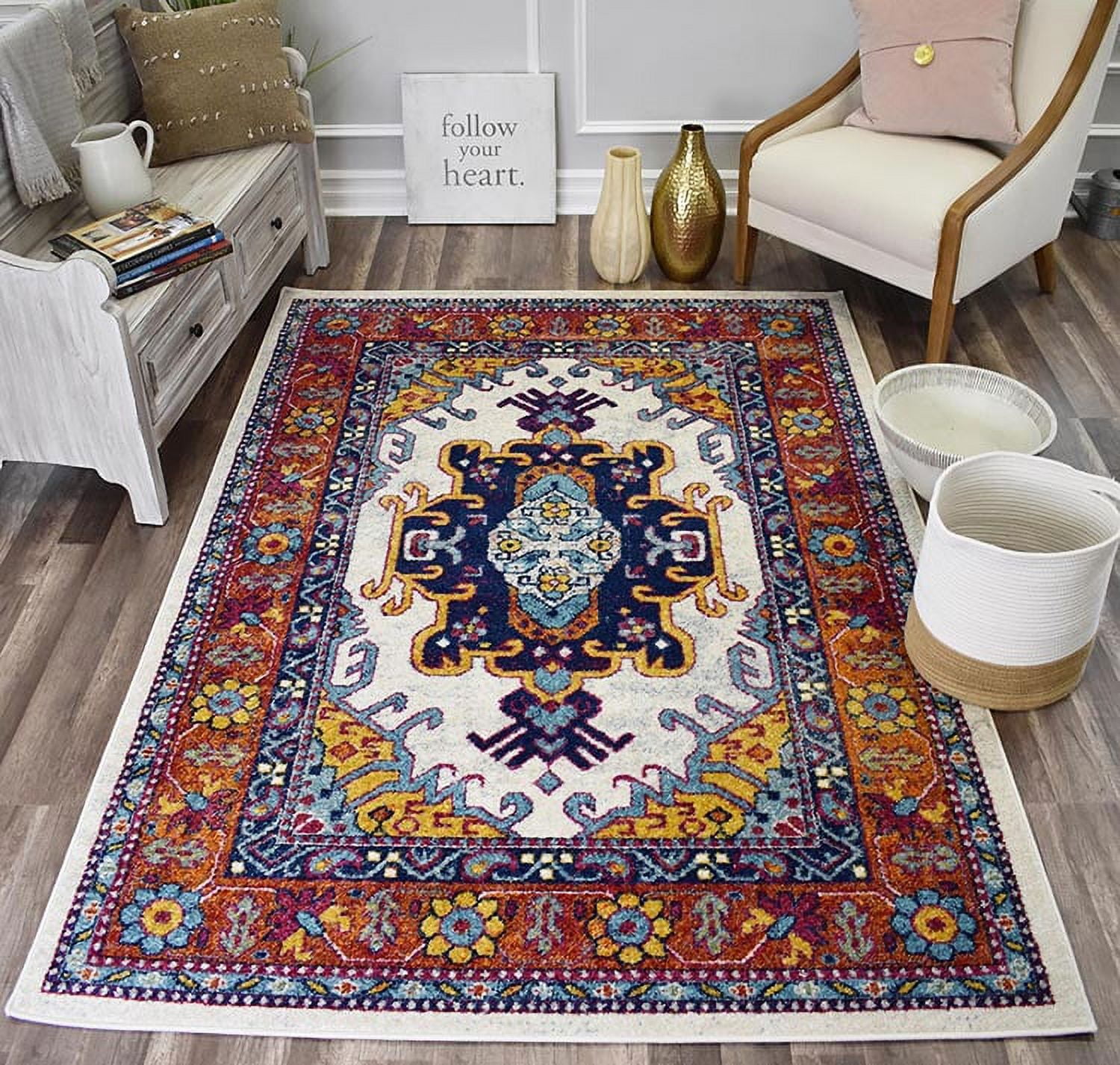 Rugs America Marrakesh Collection Juno MK10A Vintage Transitional Area Rug 2'2"x4'0"