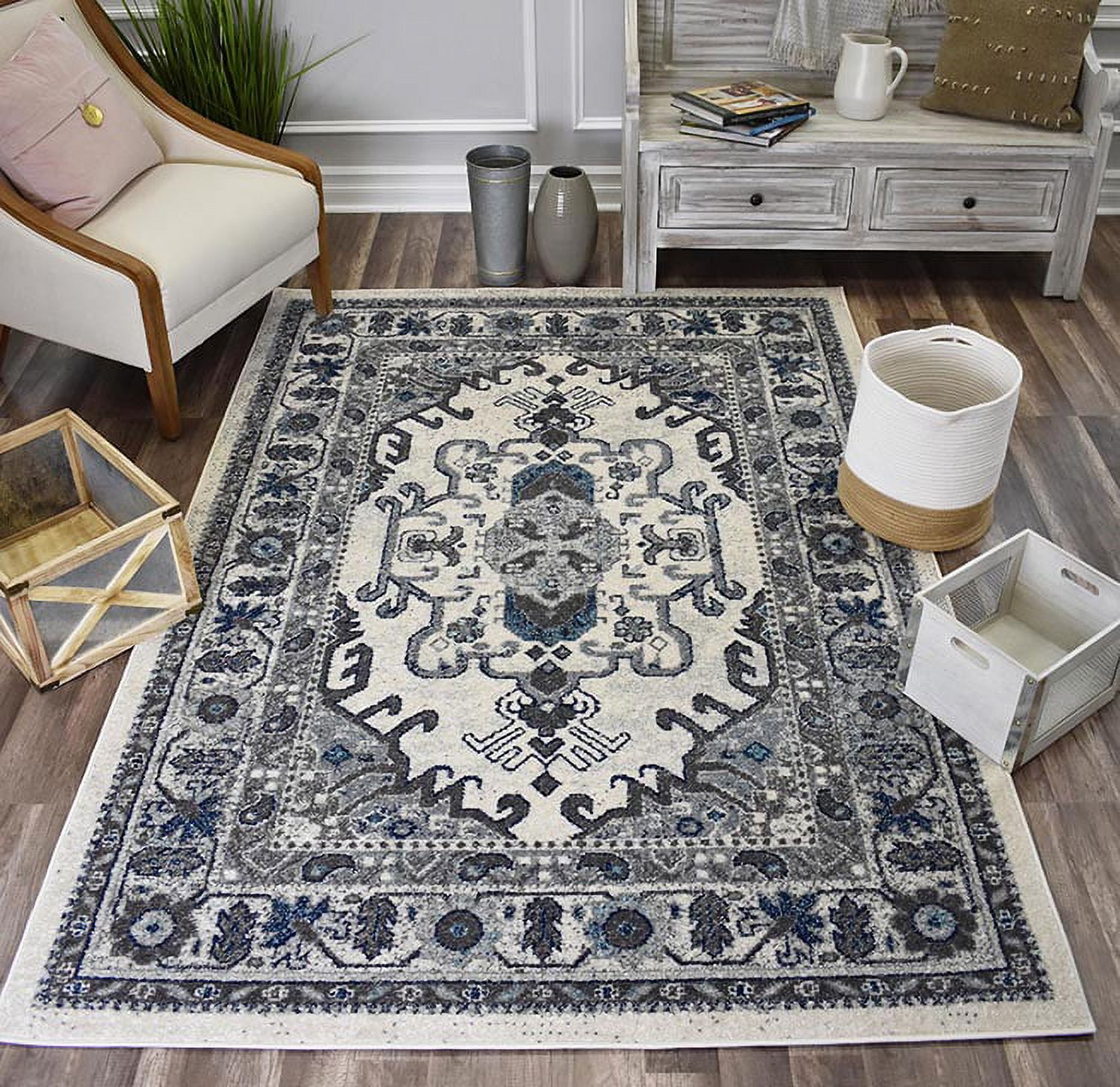 Rugs America Marrakesh Collection Mist MK10B Vintage Transitional Area Rug 8' x 10'