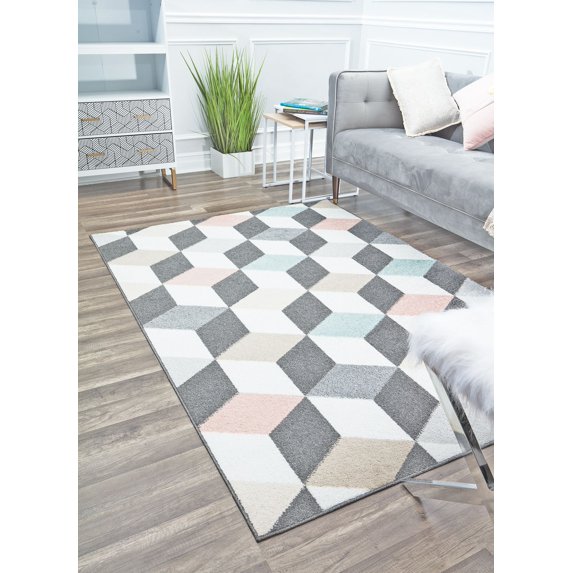 Rugs America Mika MO20A Earl Grey Geometric Contemporary Multi Area Rug, 8'x10'