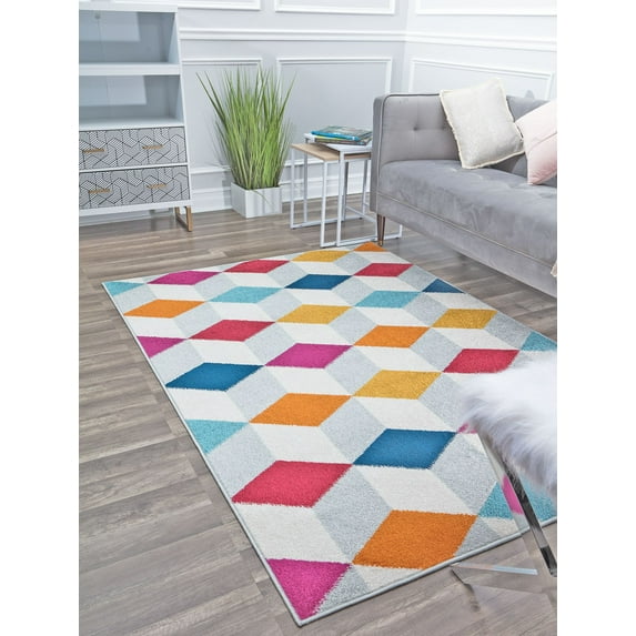 Rugs America Mika MO20B Apple Cider Geometric Contemporary Multi Area Rug, 8'x10'