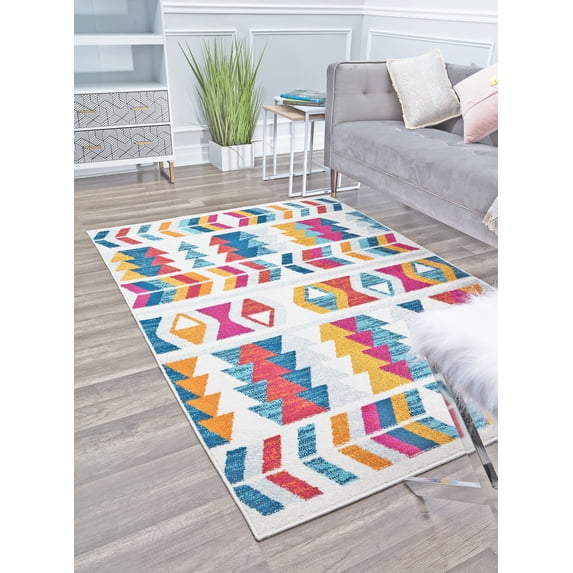 Rugs America Mika MO50B Ginger Lemon Geometric Contemporary Multi Area Rug, 8'x10'