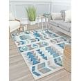 thumbnail image 1 of Rugs America Mika MO50C Mixed Berry Geometric Contemporary Blue Area Rug, 8'x10', 1 of 7
