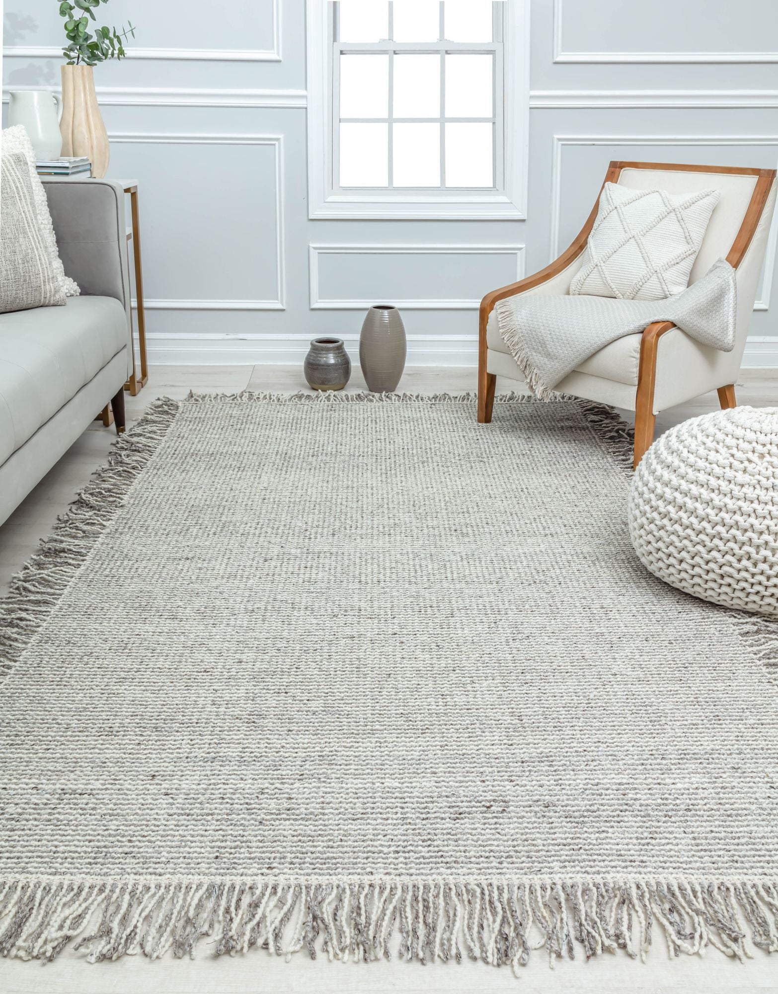 Rugs America NN10E Mushroom Solid Casual Gray Area Rug, 8'0"x10'0"