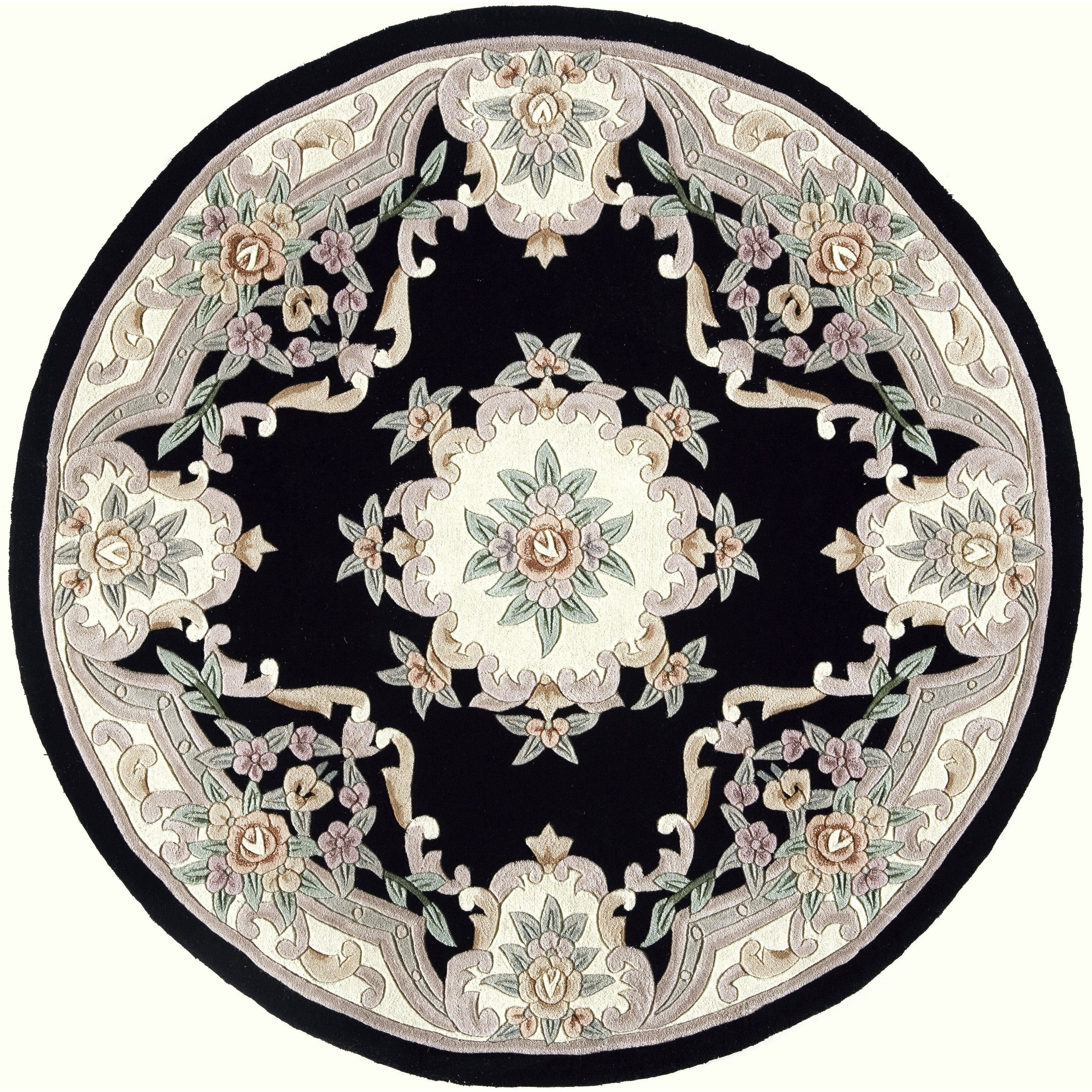 Rugs America New Aubusson Collection Black 510-320 Traditional European ...