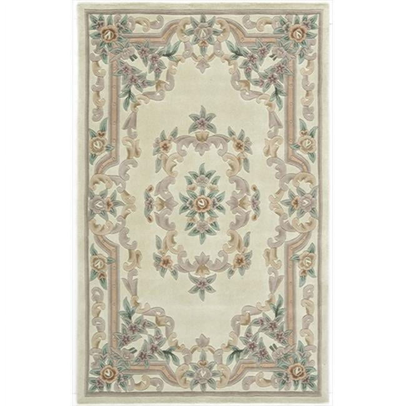 Ivory Floral Handmade Wool Tufted Area Rug 4' x 6'
