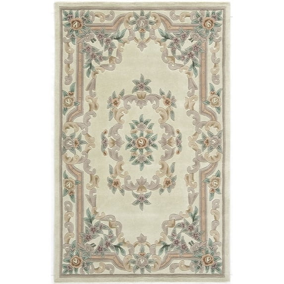 Rugs America New Aubusson Collection Ivory 510-201 Traditional European Area Rug 5' x 8'