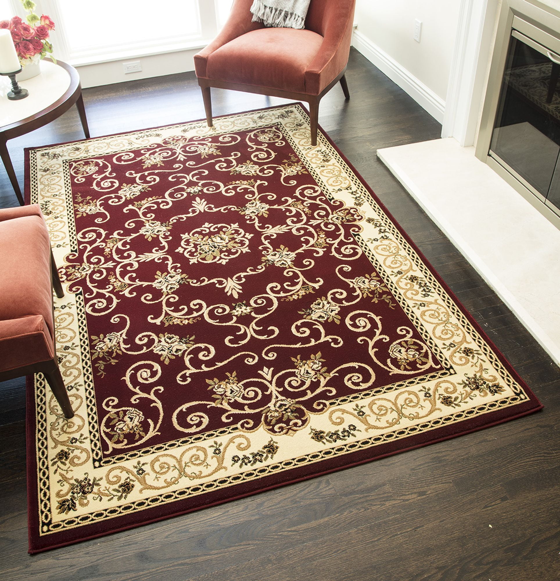 Rugs America New Vision Rectangular Florals Traditional Area Rug, Beige