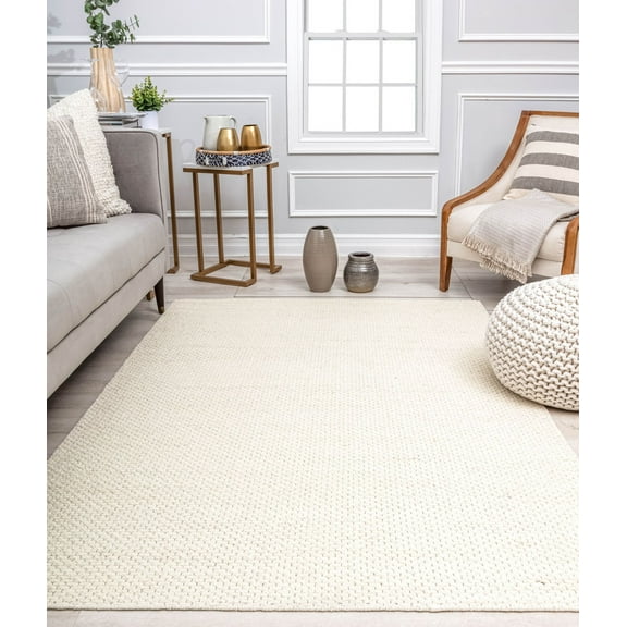 Rugs America Pale Ona DF15A Houndstooth Farmhouse Cream Area Rug, 80x100