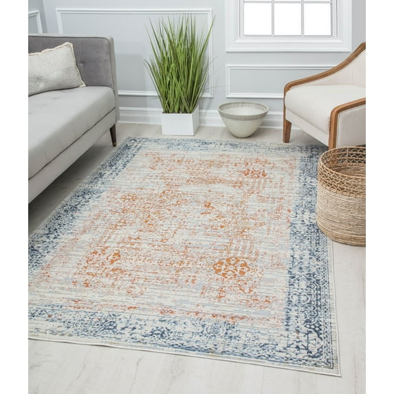 Rugs America Preston PS15A Stay Marigolden Transitional Vintage White Area Rug, 5'3" x 7'0"