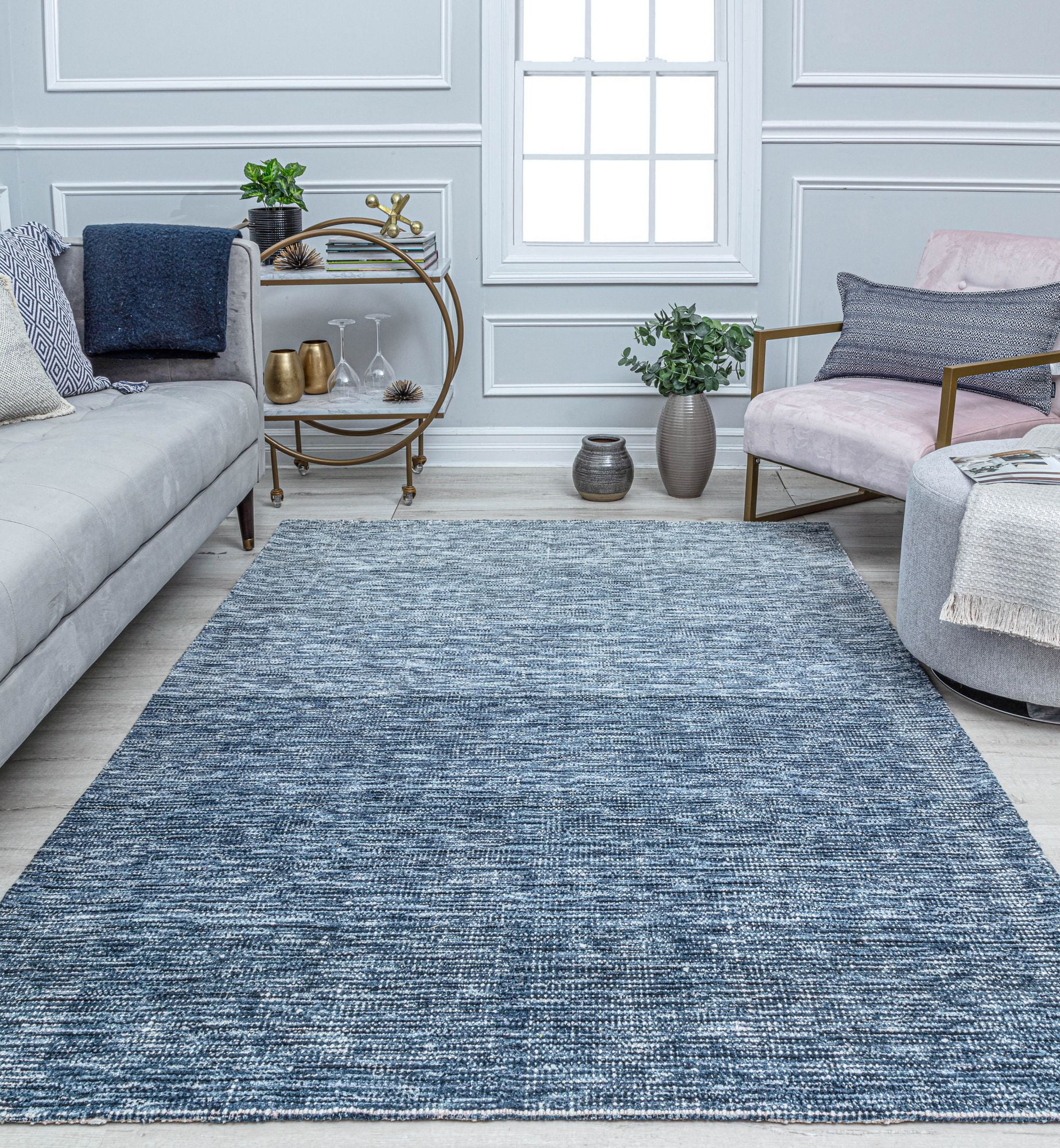 Rugs America RW10D Azure Solid Bohemian Blue Area Rug, 5’0”x7’0” Ideal for Living Room, Bedroom, Dining Room and More