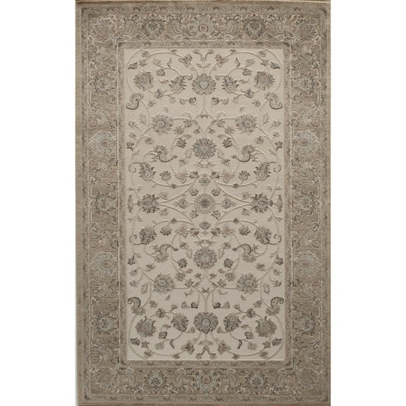 Rugs America Riley Collection Harper Floral Area Rug - 5' x 8' Brown, Ivory