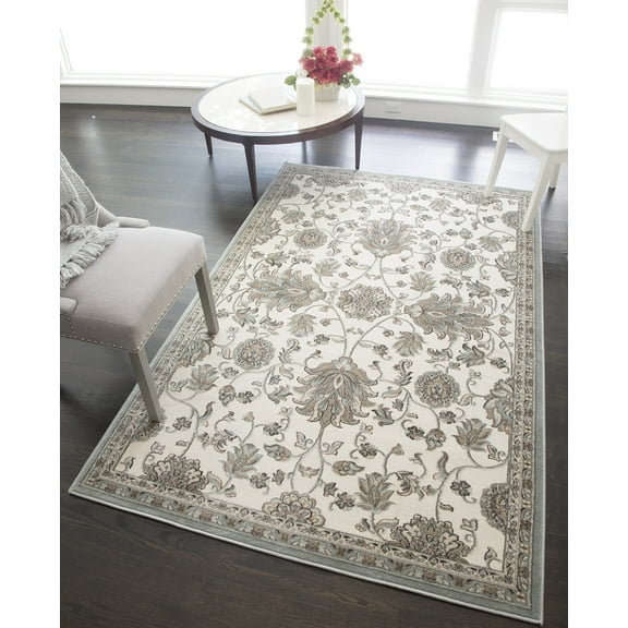 Rugs America Riviera Collection Light Blue RV600D Transitional Oriental Area Rug 2'7" x 4'11"