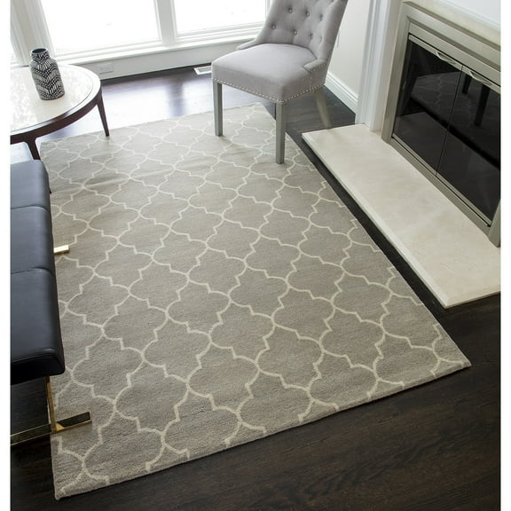 Rugs America Rochelle Hand-Tufted Wool Lattice Rug (5'0 x 8'0) Grey