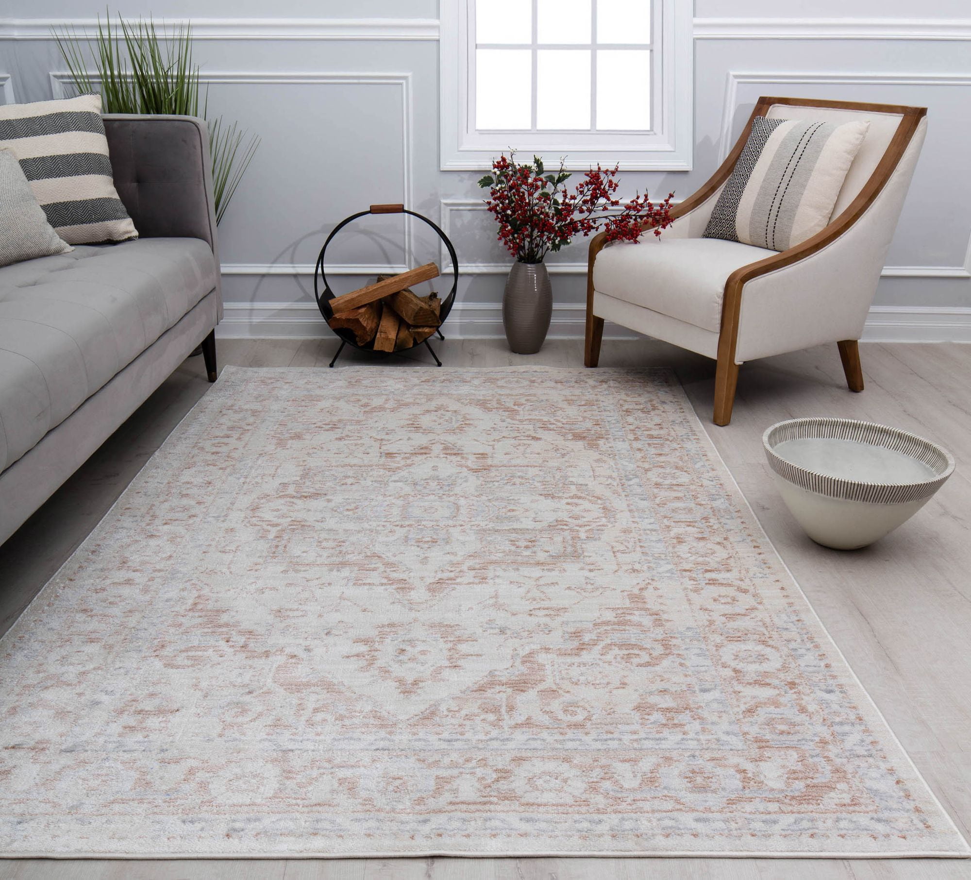 Rugs America Romeo JL10D White Blush Abstract Vintage White Area Rug, 2'6" x 4'