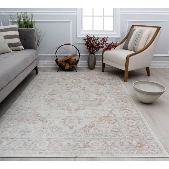 Rugs America Romeo JL10D White Blush Abstract Vintage White Area Rug, 2'6" x 8'