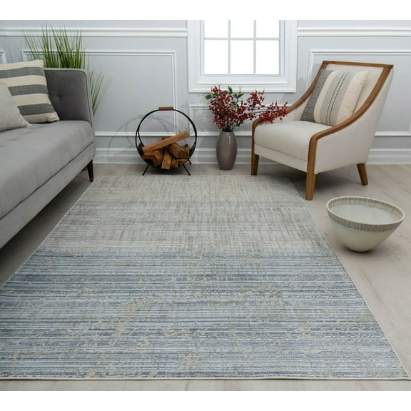 Rugs America Romeo JL40A Silvery Moon Abstract Vintage Gray Area Rug, 2'6" x 8'