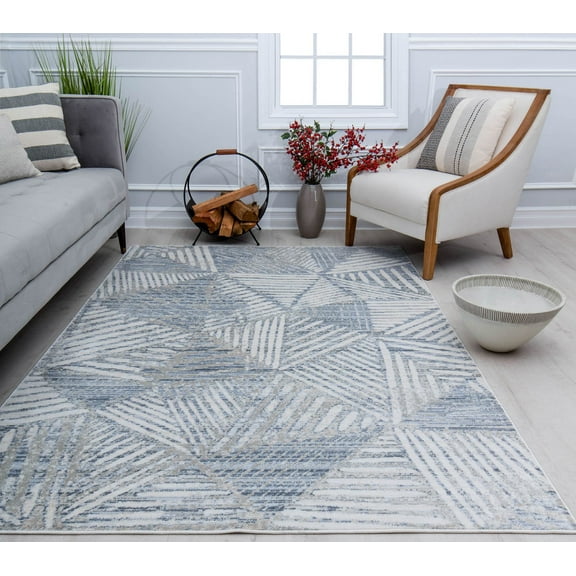 Rugs America Romeo JL60A Genesis White Abstract Vintage Gray Area Rug, 2'6" x 8'
