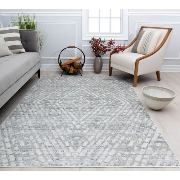 Rugs America Romeo JL70A Misty Gray Abstract Vintage Gray Area Rug, 2'6" x 8'