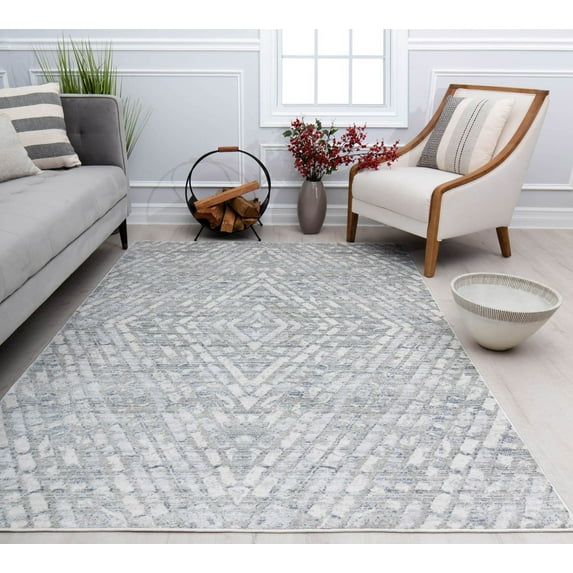 Rugs America Romeo JL70A Misty Gray Abstract Vintage Gray Area Rug, 8'0"X10'0"