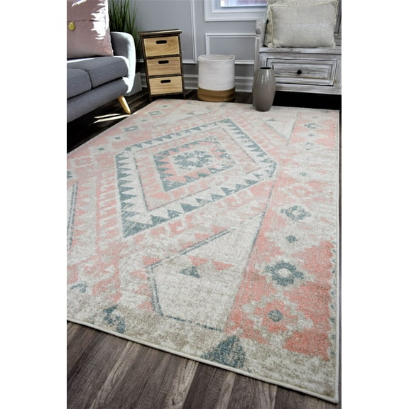 Rugs America Sahara Blush Collection Carnation SB20A Moroccan Tribal Area Rug 5'0"x7'0"