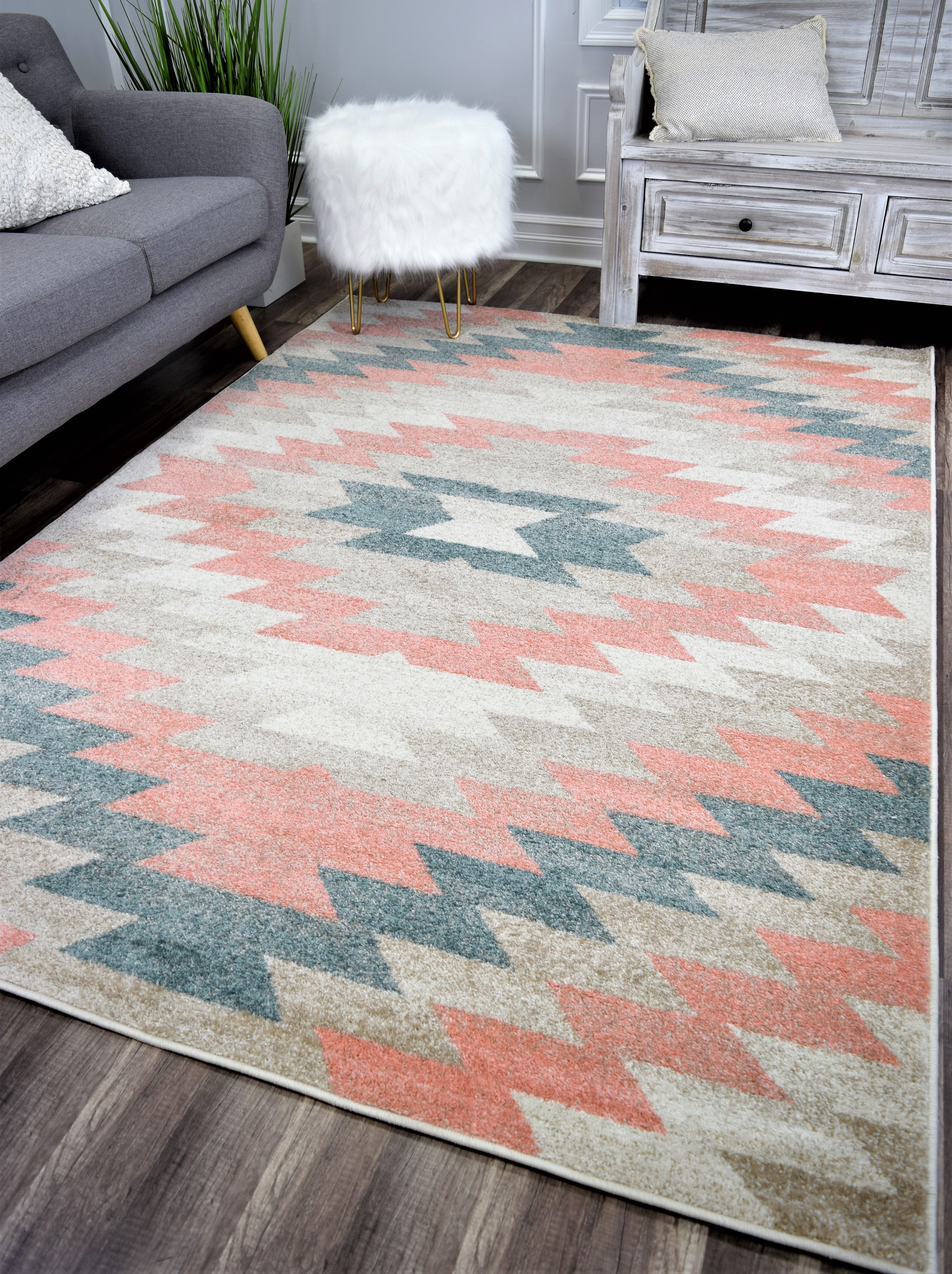 Rugs America Sahara Blush Collection Desert Ivory SB10A Moroccan Tribal Area Rug 5'0"x7'0"