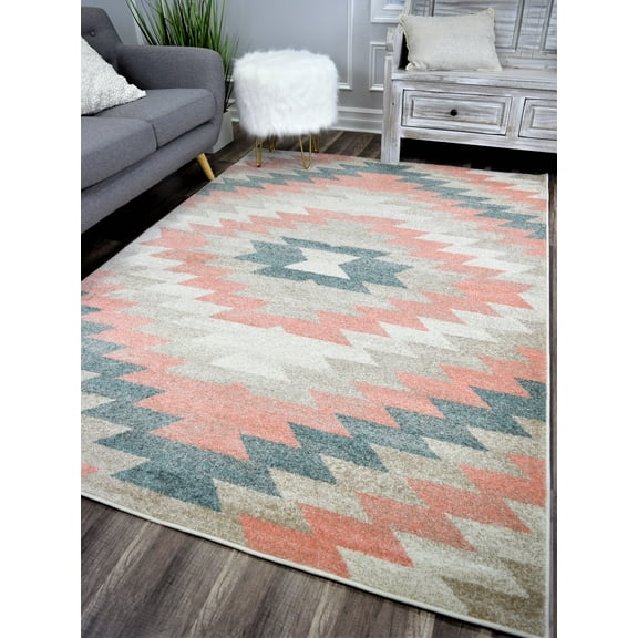 Rugs America Sahara Blush Collection Desert Ivory SB10A Moroccan Tribal Area Rug 5'0"x7'0"