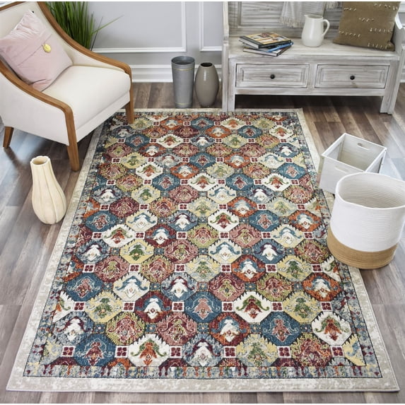 Rugs America Sela JR10A Heirloom Transitional Vintage Ivory Area Rug, 5'x7'