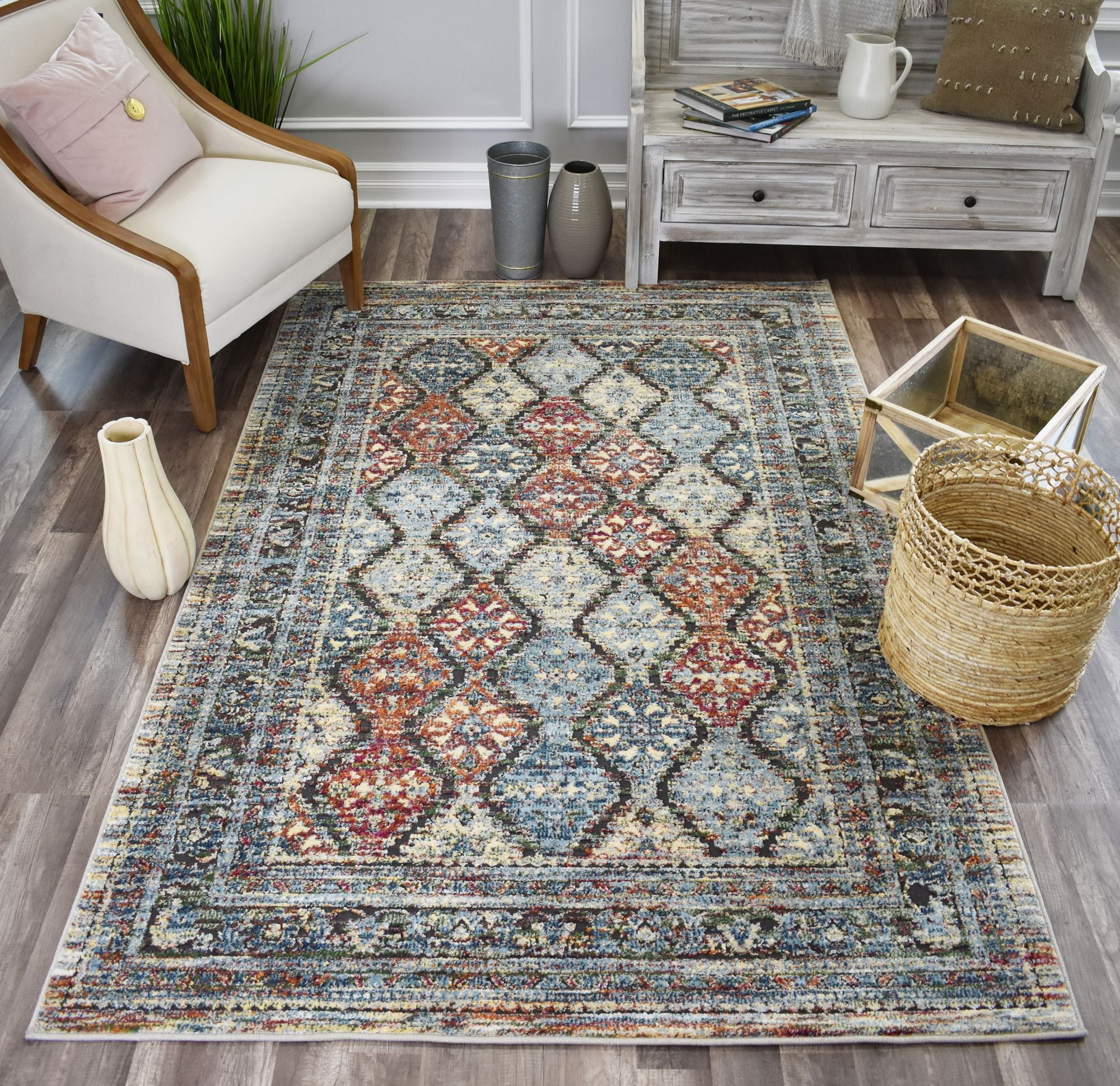 Rugs America Sela JR30A Shaker Transitional Vintage Blue Area Rug, 2'2"x8'
