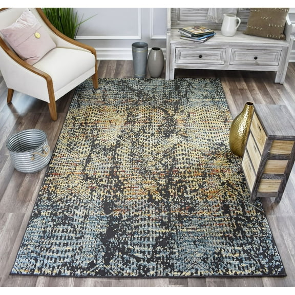 Rugs America Sela JR40A Mustang Transitional Vintage Blue Area Rug, 2'2"x8'