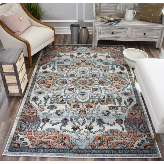 Rugs America Sela JR50B Polar Transitional Vintage Ivory Area Rug, 8'x10'