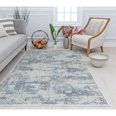Rugs America Silas SM50A Mediterranean Breeze Abstract Vintage Blue Area Rug, 2'6" x 8'