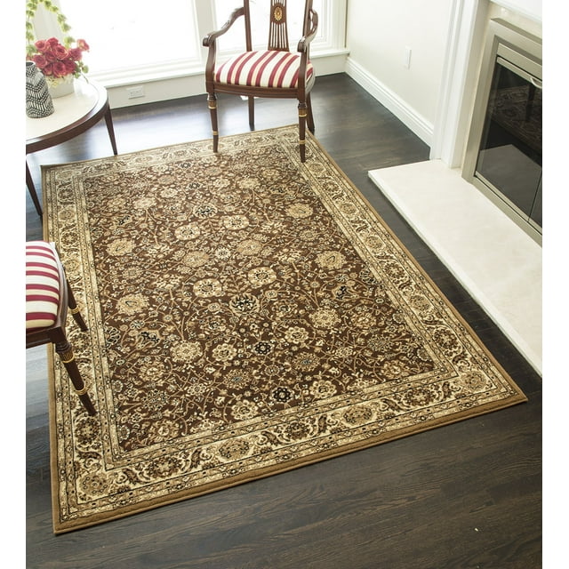 Rugs America Vista 1332-BRN Tabriz Brown Oriental Traditional Brown Area Rug, 5'3"x7'10"