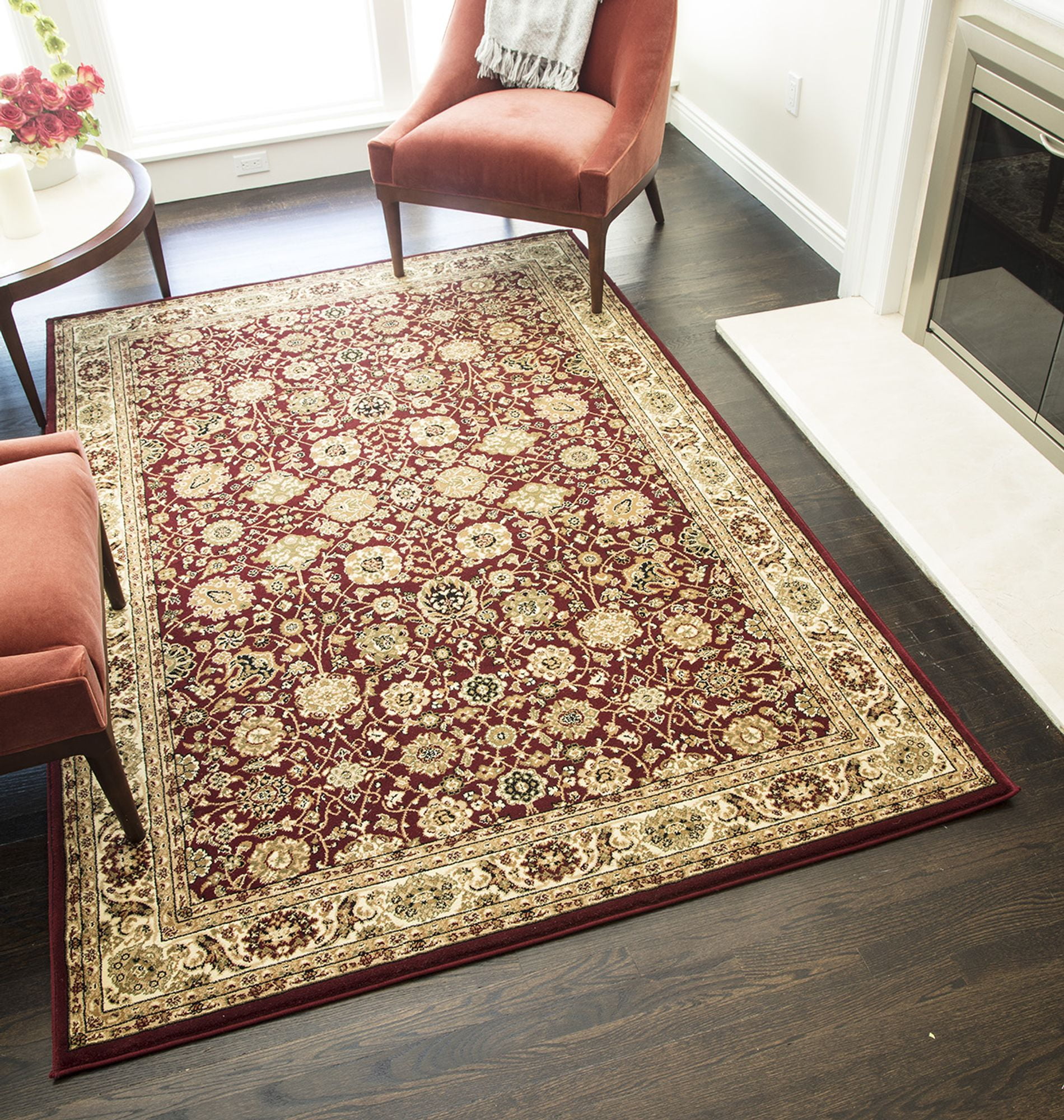 Rugs America Vista 1332-CHR Tabriz Cherry Oriental Traditional Red Area Rug, 2'3"x7'10"