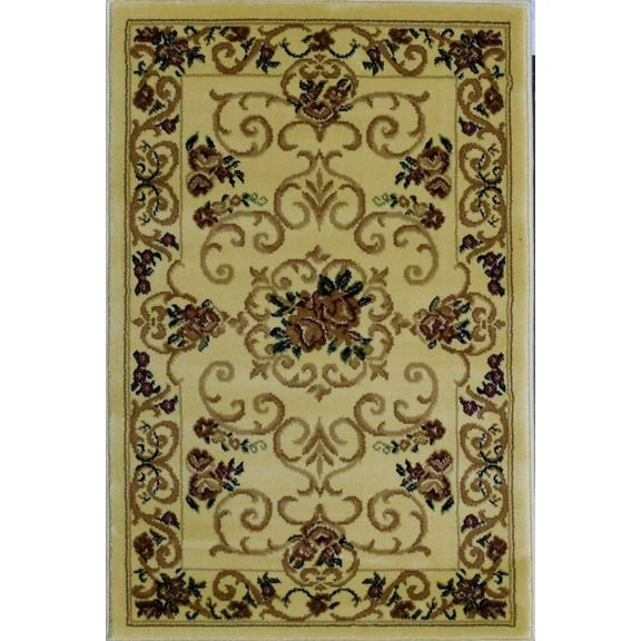 Rugs America Vista 207-CRM Souvanerie Cream Floral Traditional Beige Area Rug, 3'11"x5'3"