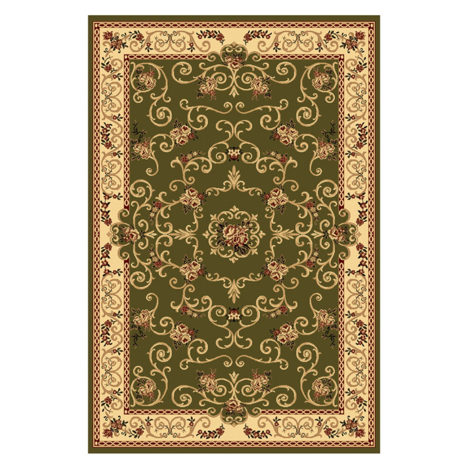 Rugs America Vista 207-OLI Souvanerie Olive Floral Traditional Green Area Rug, 3'11"x5'3"