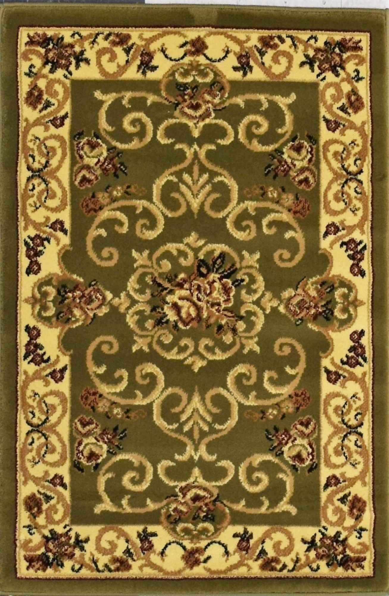 Rugs America Vista 207-OLI Souvanerie Olive Floral Traditional Green Area Rug, 5'3"x7'10"