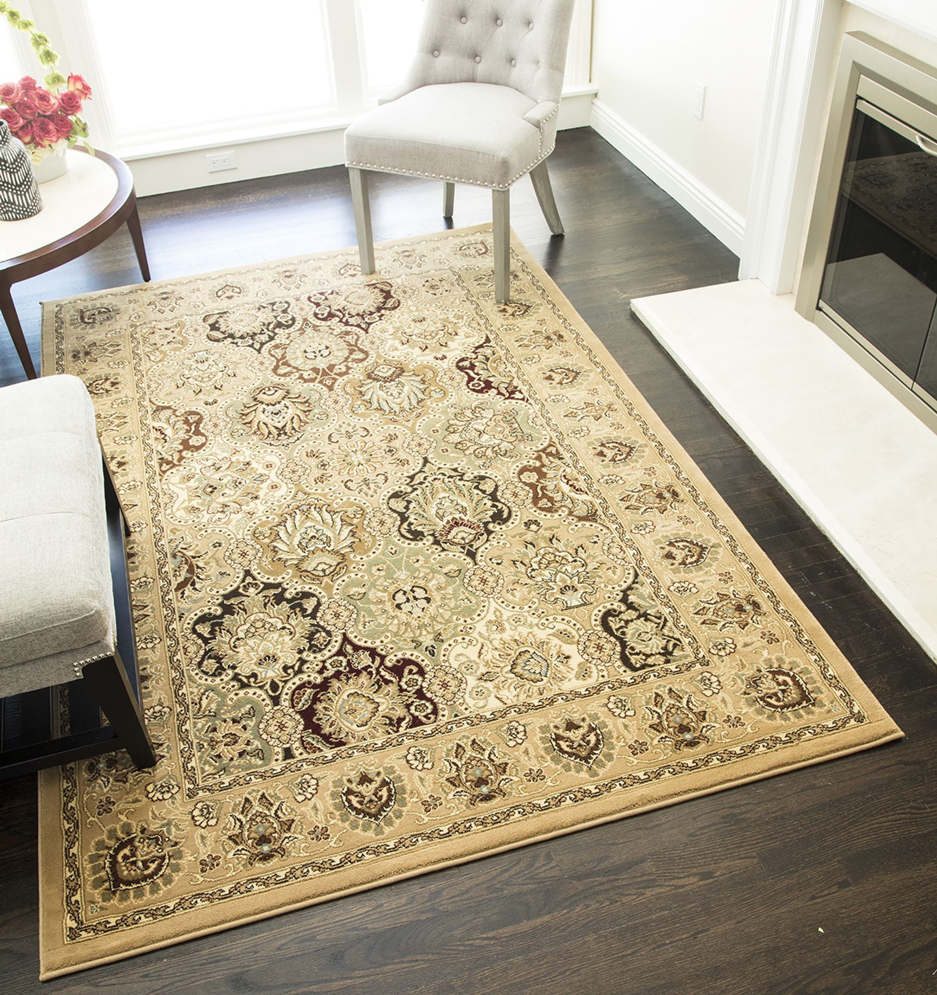 Rugs America Vista P108-BER Panel Berber Oriental Traditional Pink Area Rug, 5'3"x7'10"