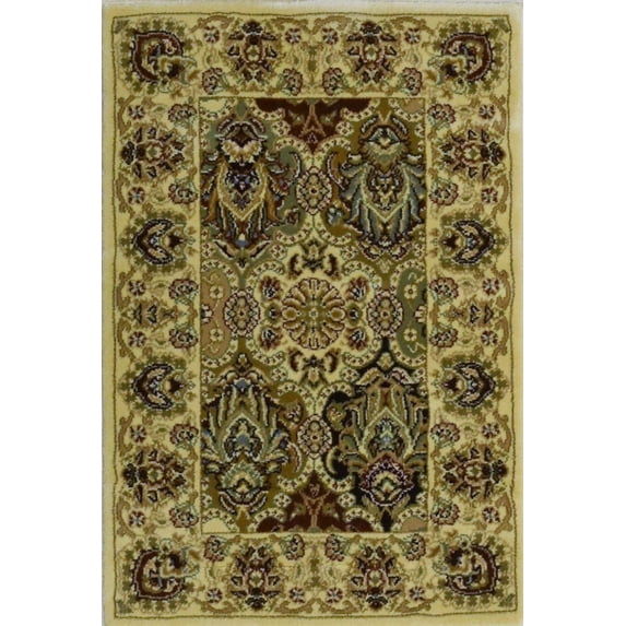 Rugs America Vista P108-CRM Panel Cream Oriental Traditional Beige Area Rug, 3'11"x5'3"