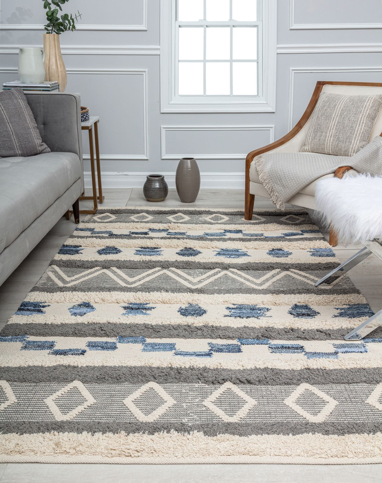 Rugs America YV10A Eternal Tribal Moroccan Gray Area Rug, 8'0"x10'0"