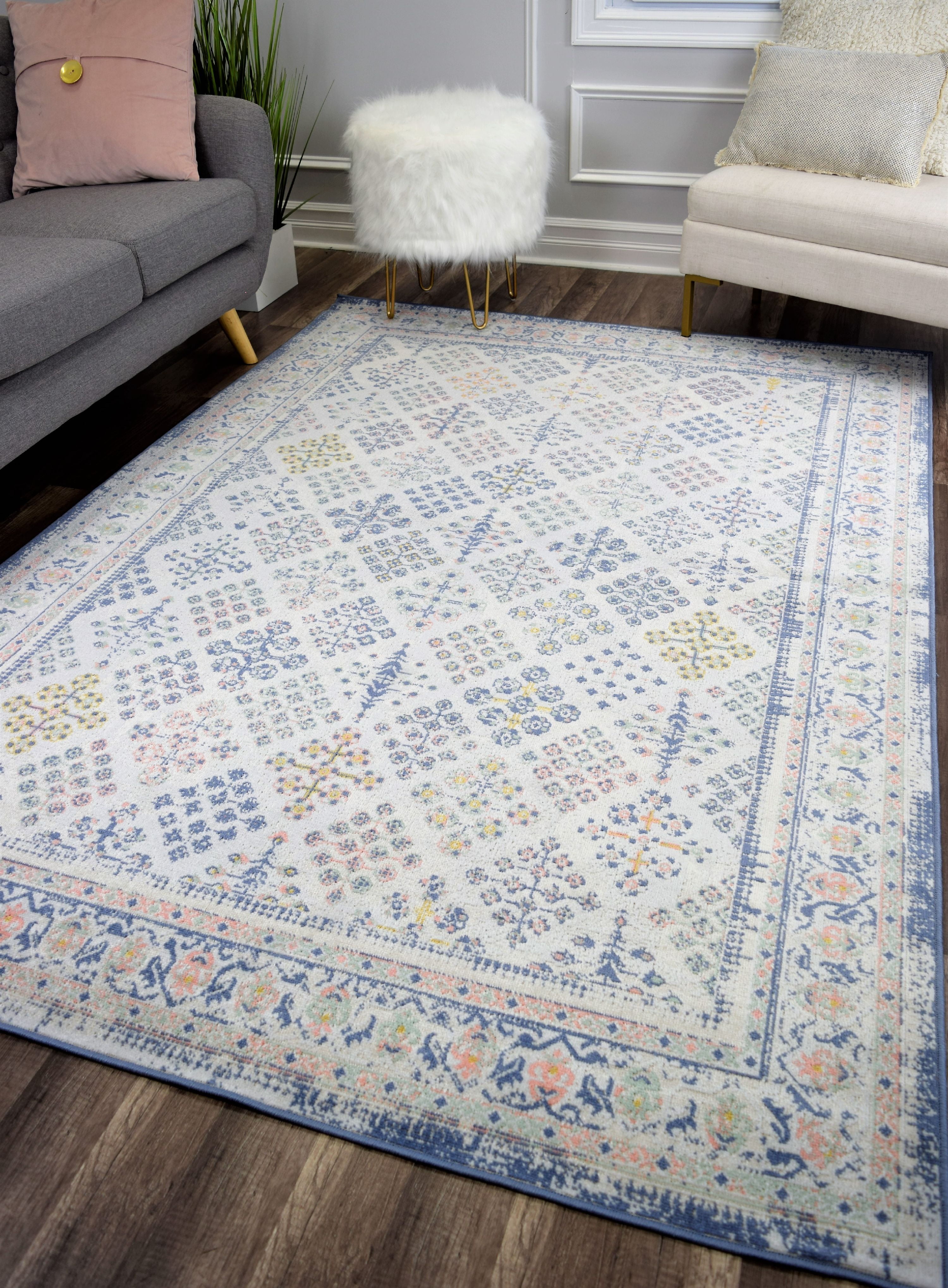 Rugs America Zola Collection Garden Blush ZL30A Vintage Transitional Area Rug 5'0"x7'0"