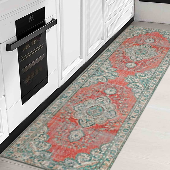 Rugs, Boho Rug, Accent Rug, Turquoise Rugs, Entryway Rugs, Printed Stye Rug, Bathroom Rug, Floor Rug, Farmhouse Rug, Red Rug, Home Decor, 3.3'x5' - 100x150 cm