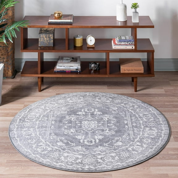 Rugs Boston Collection Medallion Traditional Power Loomed Polypropylene Round Rug, 2’ to 5’