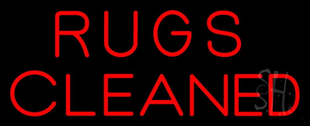 Rugs Cleaned LED Neon Sign 13" Tall x 32" Wide - inches Black Square Cut Acrylic Backing, with Dimmer - Premium built indoor Sign for Storefront, Store interior, Exhibition, Decor.