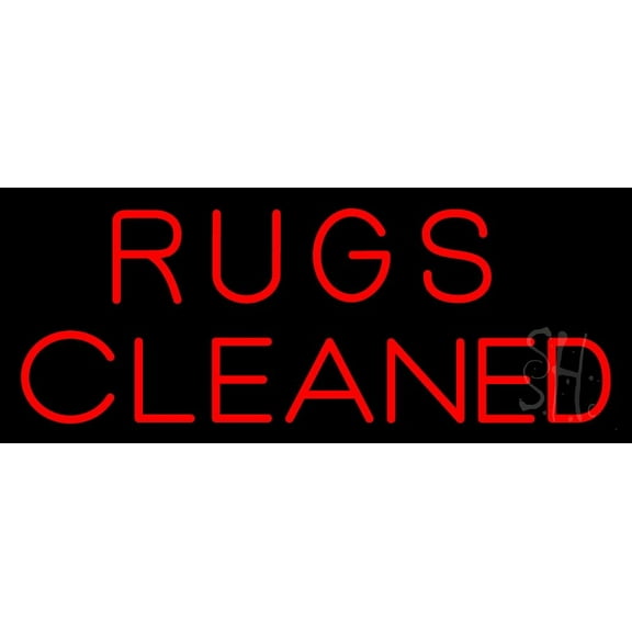 Rugs Cleaned LED Neon Sign 13" Tall x 32" Wide - inches Black Square Cut Acrylic Backing, with Dimmer - Premium built indoor Sign for Storefront, Store interior, Exhibition, Decor.