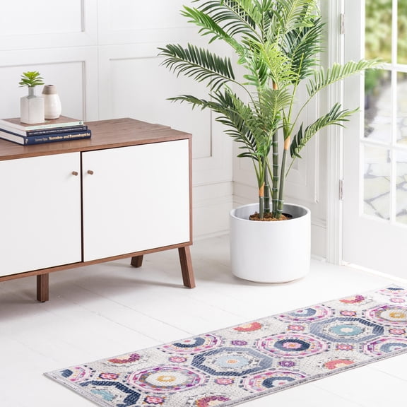 Rugs.Com Budapest Collection Runner Rug ‚Äì 6 Ft Runner Multi Low-Pile Rug Perfect For Hallways, Entryways