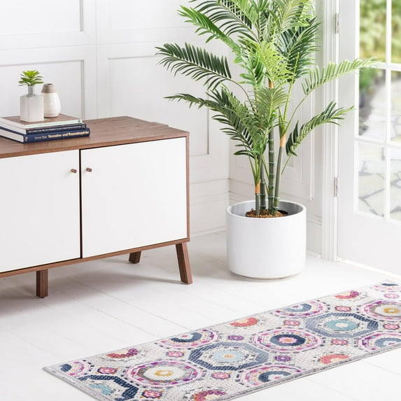 Rugs.Com Budapest Collection Runner Rug – 6 Ft Runner Multi Low-Pile Rug Perfect For Hallways, Entryways