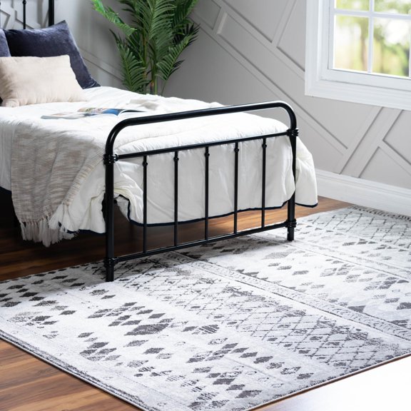 Rugs.Com Leipzig Collection Area Rug ‚Äì 8' x 11' Grey Low-Pile Rug Perfect For Living Rooms, Large Dining Rooms, Open Floorplans